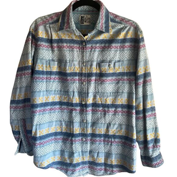 Vintage Jeans Wear Denim Button Front Western Shirt Large - Picture 2 of 5